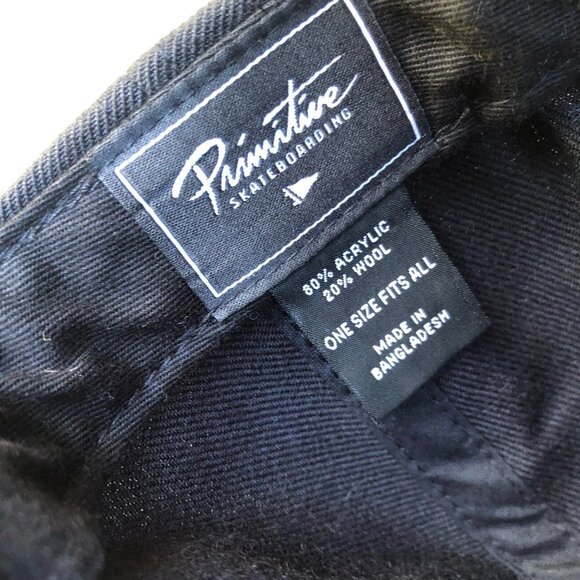 PRIMITIVE SKATEBOARDS Snapback Hat Men's One Size Wool Blend Black Cap - Picture 2 of 5